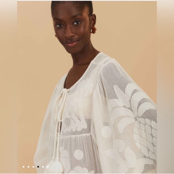 Farm Rio White Palm Tree Cutwork Mini Dress - Picture 7 of 10